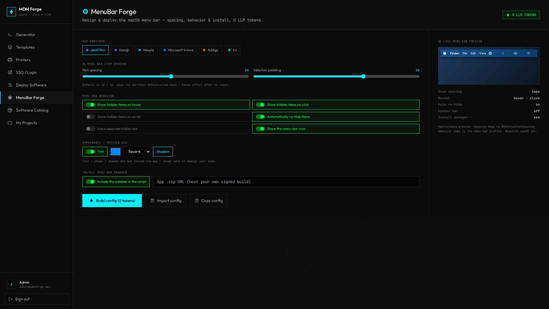 MenuBar Forge